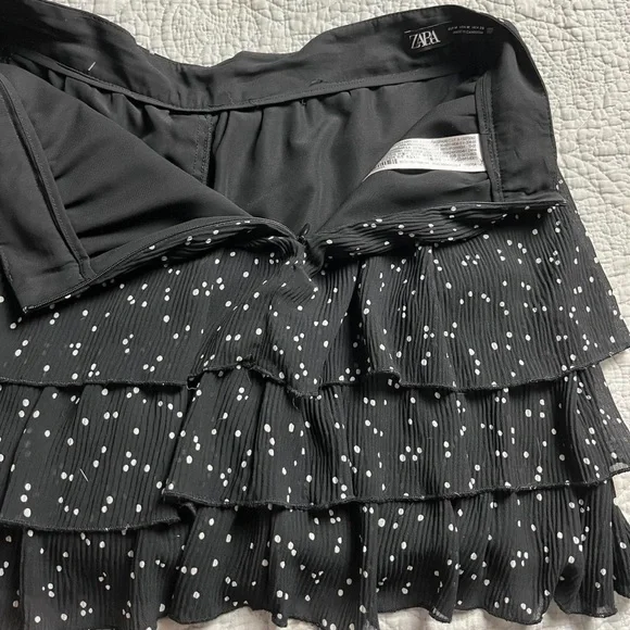Zara black polka dot tiered Ruffle skirt - Picture 5 of 6